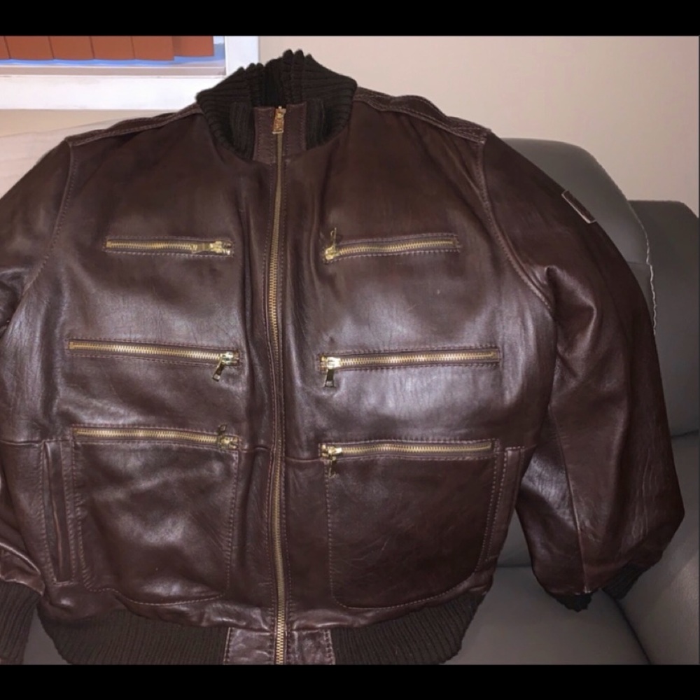 Warm Scott  NYC Brown Leather Coat.